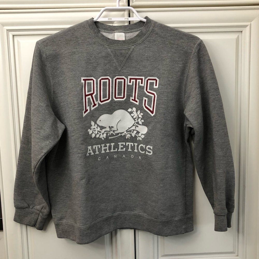 Roots heather grey logo youth sweatshirt